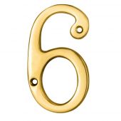 N6 - Carlisle Brass Numeral Face Fix &lpar;No 6 Or 9&rpar; 76mm Polished Brass