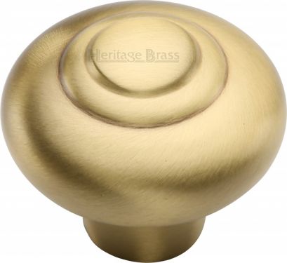 Click Here To Enlarge This Photo Of C3985 38-SB Heritage Brass Cabinet Knob Round Bead Design 38mm Satin Brass Finish