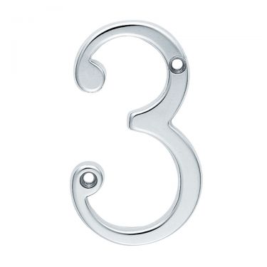 Click Here To Enlarge This Photo Of N3SC - Carlisle Brass Numeral Face Fix &lpar;No&period;3&rpar; 76mm Satin Chrome