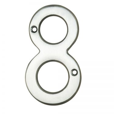 Click Here To Enlarge This Photo Of N8SC - Carlisle Brass Numeral Face Fix &lpar;No&period;8&rpar; 76mm Satin Chrome