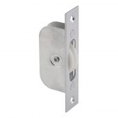 AQ92SC - Carlisle Brass Sash Window Axle Pulley &lpar;Square Satin Chrome Forend With Nylon Wheel&rpar; 117 x 25mm