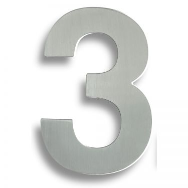 Click Here To Enlarge This Photo Of NUM10173SSS - Carlisle Brass Eurospec Numeral '3' &lpar;178mm&rpar; Concealed Pin Fix &lpar;Grade 316&rpar; Satin Stainless Steel