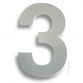 NUM10173SSS - Carlisle Brass Eurospec Numeral '3' &lpar;178mm&rpar; Concealed Pin Fix &lpar;Grade 316&rpar; Satin Stainless Steel