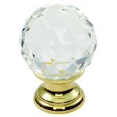 FTD670BCTB - Carlisle Brass Fingertip Design Crystal Faceted Knob with Finished Base 30mm Polished Brass