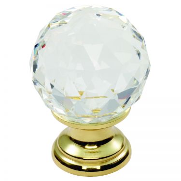 Click Here To Enlarge This Photo Of FTD670DCTB - Carlisle Brass Fingertip Design Crystal Faceted Knob with Finished Base 40mm Polished Brass