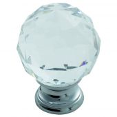 FTD670DCTC - Carlisle Brass Fingertip Design Crystal Faceted Knob with Finished Base 40mm Polished Chrome