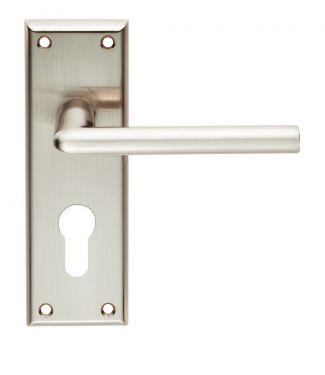 Click Here To Enlarge This Photo Of SZR011YSN - Carlisle Brass Serozzetta 'Dieci' Lever on Euro Profile Backplate &lpar;47&period;5mm c&sol;c&rpar; Satin Nickel