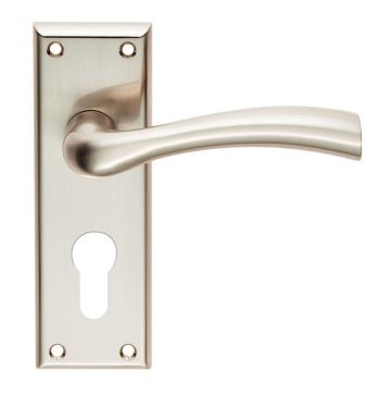 Click Here To Enlarge This Photo Of SZR051YSN - Carlisle Brass Serozzetta 'Cinquanta' Lever on Euro Profile Backplate &lpar;47&period;5mm c&sol;c&rpar; Satin Nickel