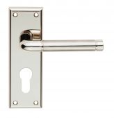 SZR041YPNSN - Carlisle Brass Serozzetta 'Quaranta' Lever on Euro Profile Backplate &lpar;47&period;5mm c&sol;c&rpar; Satin Nickel&sol;Polished Nickel