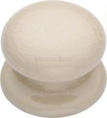 8032 Heritage Brass Cabinet Knob Cream Crackle 32mm with Porcelain Base