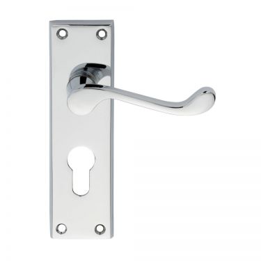 Click Here To Enlarge This Photo Of DL54YCP - Carlisle Brass Victorian Scroll Lever on Euro Profile Lock Backplate &lpar;47&period;5mm c&sol;c&rpar; Polished Chrome