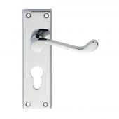 DL54YCP - Carlisle Brass Victorian Scroll Lever on Euro Profile Lock Backplate &lpar;47&period;5mm c&sol;c&rpar; Polished Chrome