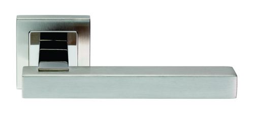Click Here To Enlarge This Photo Of SSL1405DUO - Carlisle Brass Eurospec 'Renzo' Lever on Square Rose Dual Finish &lpar;G304&rpar; Satin Stainless Steel&sol;Polished Stainless Steel