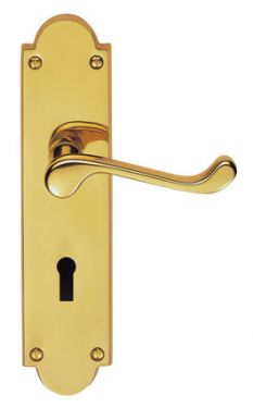 Click Here To Enlarge This Photo Of M68 - Carlisle Brass Victorian Shaped Scroll Lever Lock Furniture Polished Brass