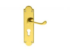 M68Y - Carlisle Brass Victorian Shaped Scroll Lever Lock Euro Profile Furniture &lpar;47&period;5mm c&sol;c&rpar; Polished Brass