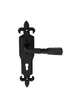 Click Here To Enlarge This Photo Of LF5113 - Carlisle Brass Ludlow Foundries Barley Twist Lever on Gothic Style Lock Back Plate Black Antique