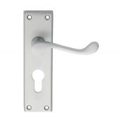 DL54YSC - Carlisle Brass Victorian Scroll Lever on Euro Profile Lock Backplate &lpar;47&period;5mm c&sol;c&rpar; Satin Chrome