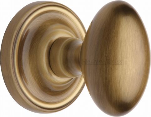 Click Here To Enlarge This Photo Of CHE7373-AT Heritage Brass Mortice Knob on Rose Chelsea Design Antique Brass Finish