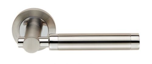 Click Here To Enlarge This Photo Of SWL1006DUO - Carlisle Brass Eurospec 'Astoria' Lever on Round Rose Dual Finish &lpar;G304&rpar; Satin Stainless Steel&sol;Polished Stainless Steel