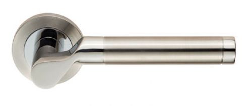 Click Here To Enlarge This Photo Of SWL1009DUO - Carlisle Brass Eurospec 'Lucerna' Lever on Round Rose Dual Finish &lpar;G304&rpar; Satin Stainless Steel&sol;Polished Stainless Steel