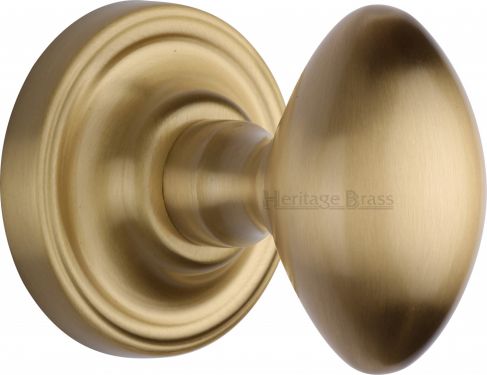 Click Here To Enlarge This Photo Of CHE7373-SB Heritage Brass Mortice Knob on Rose Chelsea Design Satin Brass Finish