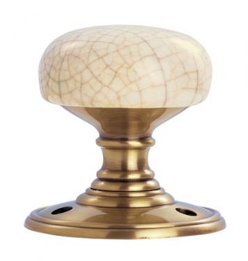 Click Here To Enlarge This Photo Of DK34ICFB - Carlisle Brass Delamain Porcelain Mortice Knobs &lpar;Ivory Crackle Glaze&rpar; on Florentine Bronze Face Fix Rose