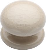 8038 Heritage Brass Cabinet Knob Cream Crackle 38mm with Porcelain Base