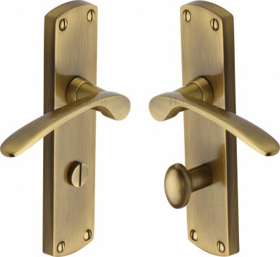 Click Here To Enlarge This Photo Of DIP7830-AT Heritage Brass Door Handle For Bathroom Diplomat Design Antique Brass Finish