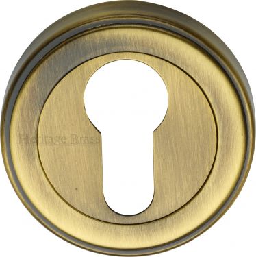 Click Here To Enlarge This Photo Of ERD7020-AT Heritage Brass Euro Profile Cylinder Escutcheon Antique Brass Finish