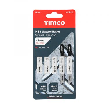 Click Here To Enlarge This Photo Of TIMCO AMG107 - 5pcs HSS Jigsaw Blades for Metal &lpar;T118G Bosc equiv&period;&rpar;