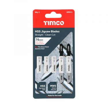 Click Here To Enlarge This Photo Of TIMCO AMG11 - 5pcs HSS Jigsaw Blades for Metal &lpar;T118A Bosc equiv&period;&rpar;