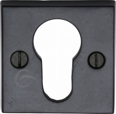 Click Here To Enlarge This Photo Of FB158 M&period;Marcus Black Iron Rustic Euro Profile Cylinder Escutcheon