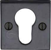 FB158 M&period;Marcus Black Iron Rustic Euro Profile Cylinder Escutcheon