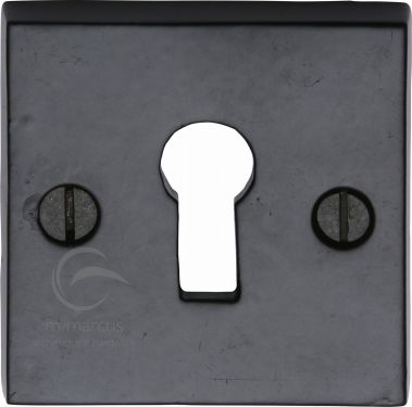 Click Here To Enlarge This Photo Of FB159 M&period;Marcus Black Iron Rustic Key Escutcheon Square