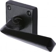 FB1953 M&period;Marcus Black Iron Rustic Door Handle Lever Latch on Square Rose Donnington Design