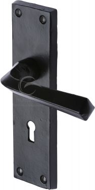 Click Here To Enlarge This Photo Of FB2500 M&period;Marcus Black Iron Rustic Door Handle Lever Lock Bridgnorth Design