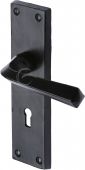 FB2500 M&period;Marcus Black Iron Rustic Door Handle Lever Lock Bridgnorth Design
