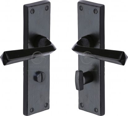 Click Here To Enlarge This Photo Of FB2530 M&period;Marcus Black Iron Rustic Door Handle Bathroom Set Bridgnorth Design