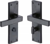 FB3130 M&period;Marcus Black Iron Rustic Door Handle Bathroom Set Cheswell Design