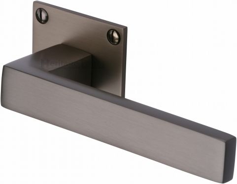 Click Here To Enlarge This Photo Of BAU1928-MB Heritage Brass Door Handle Lever Latch on Square Rose Delta Bh Design Matt Bronze Finish