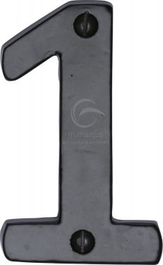 Click Here To Enlarge This Photo Of FB351 1 M&period;Marcus Black Iron Rustic Numeral 1 Face Fix 76mm &lpar;3"&rpar;