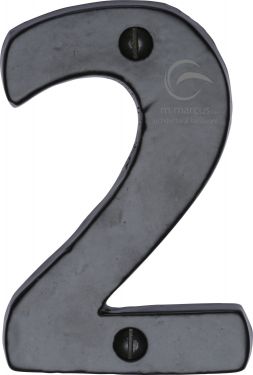 Click Here To Enlarge This Photo Of FB351 2 M&period;Marcus Black Iron Rustic Numeral 2 Face Fix 76mm &lpar;3"&rpar;