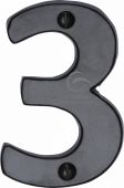 FB351 3 M&period;Marcus Black Iron Rustic Numeral 3 Face Fix 76mm &lpar;3"&rpar;