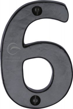 Click Here To Enlarge This Photo Of FB351 6 M&period;Marcus Black Iron Rustic Numeral 6 Face Fix 76mm &lpar;3"&rpar;