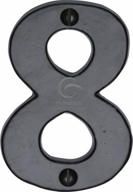 Click Here To Enlarge This Photo Of FB351 8 M&period;Marcus Black Iron Rustic Numeral 8 Face Fix 76mm &lpar;3"&rpar;