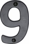 FB351 9 M&period;Marcus Black Iron Rustic Numeral 9 Face Fix 76mm &lpar;3"&rpar;