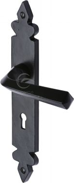 Click Here To Enlarge This Photo Of FB3600 M&period;Marcus Black Iron Rustic Door Handle Lever Lock Ironbridge Design