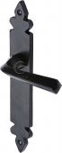 FB3610 M&period;Marcus Black Iron Rustic Door Handle Lever Latch Ironbridge Design