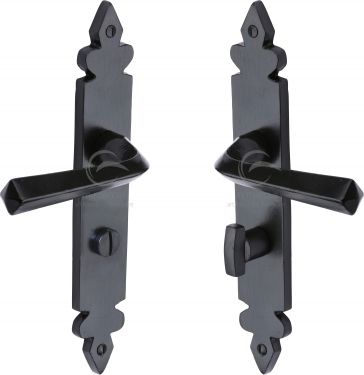 Click Here To Enlarge This Photo Of FB3630 M&period;Marcus Black Iron Rustic Door Handle Bathroom Set Ironbridge Design