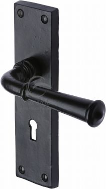 Click Here To Enlarge This Photo Of FB3700 M&period;Marcus Black Iron Rustic Door Handle Lever Lock Ashfield Design